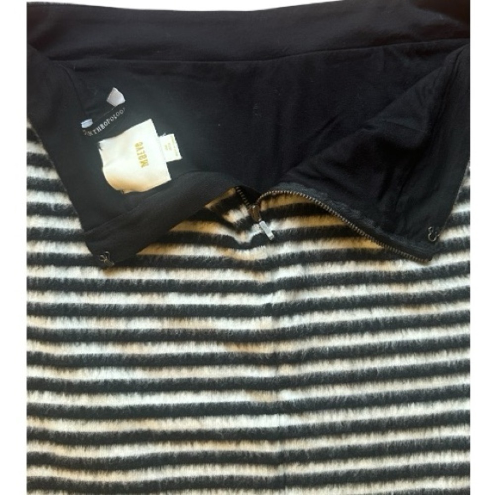 Maeve by Anthropologie Angora Feel Black White Striped SOFT Fully Lined Skirt 8 - Picture 7 of 9